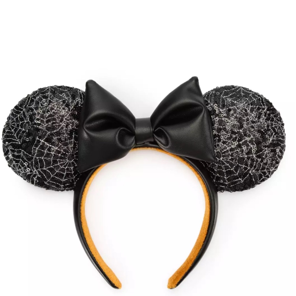 Black Spider Web Sequin Mickey Ears